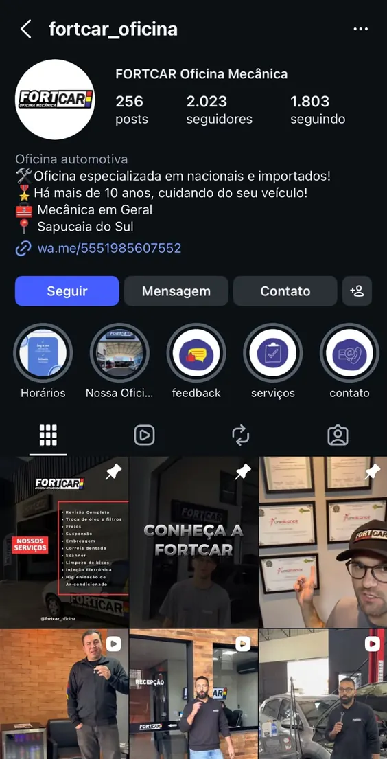 Perfil @fortcar_oficina no Instagram: 256 posts, 2.023 seguidores, bio da oficina e as primeiras publicações